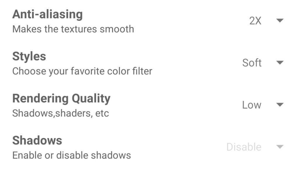 GFX Tool quality shadow settings