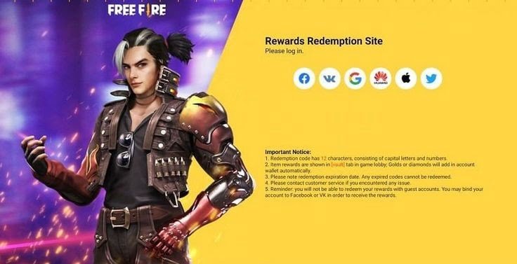 How to Redeem on Free Fire rewards Redemption site