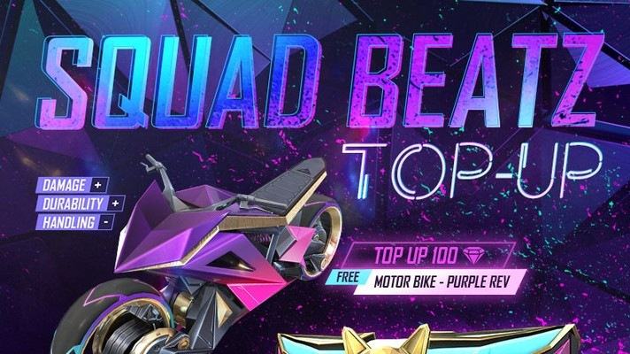 Free Fire Squad Beatz Top up Event Get Free Legendary Motorbike Skin